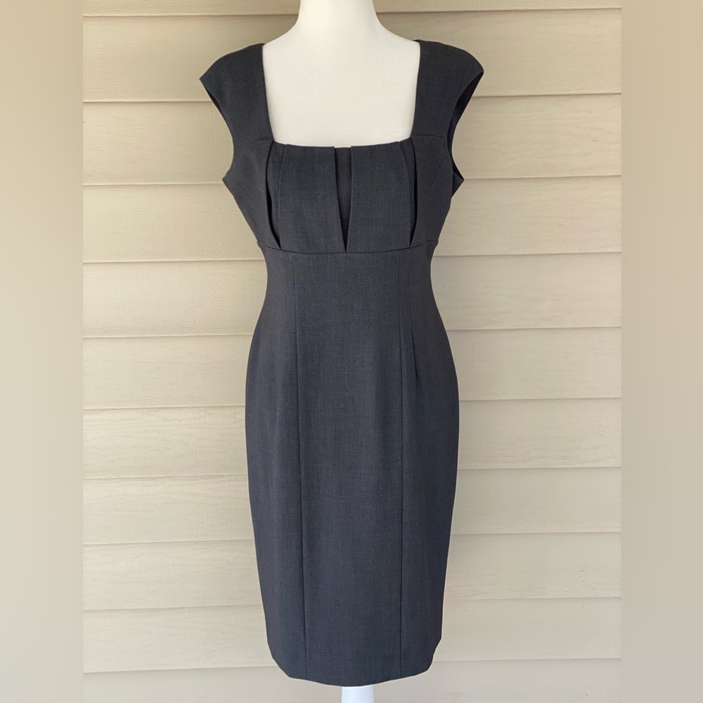 Calvin Klein Sheath Dress Pleated Charcoal Gray Size 6